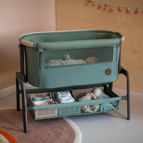 Co-Sleeper Crib with Mattress & Storage (0–6m)