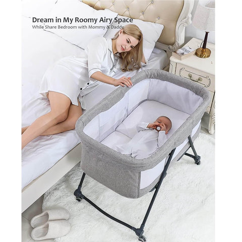 Foldable Travel Cot with Rocking & Wheels