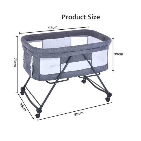 Foldable Travel Cot with Rocking & Wheels