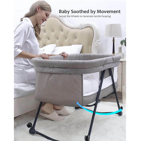 Foldable Travel Cot with Rocking & Wheels
