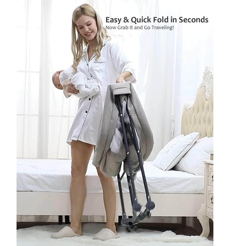 Foldable Travel Cot with Rocking & Wheels